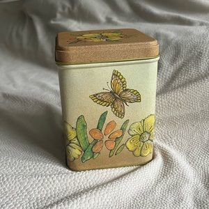 Groovy Vintage 1970s Butterfly Floral Tin Canister